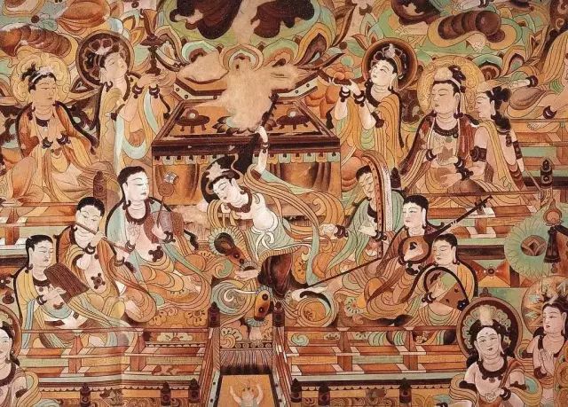 自秦汉时期的西域随丝绸之路来到中原,在敦煌壁画中横抱琵琶的乐者和